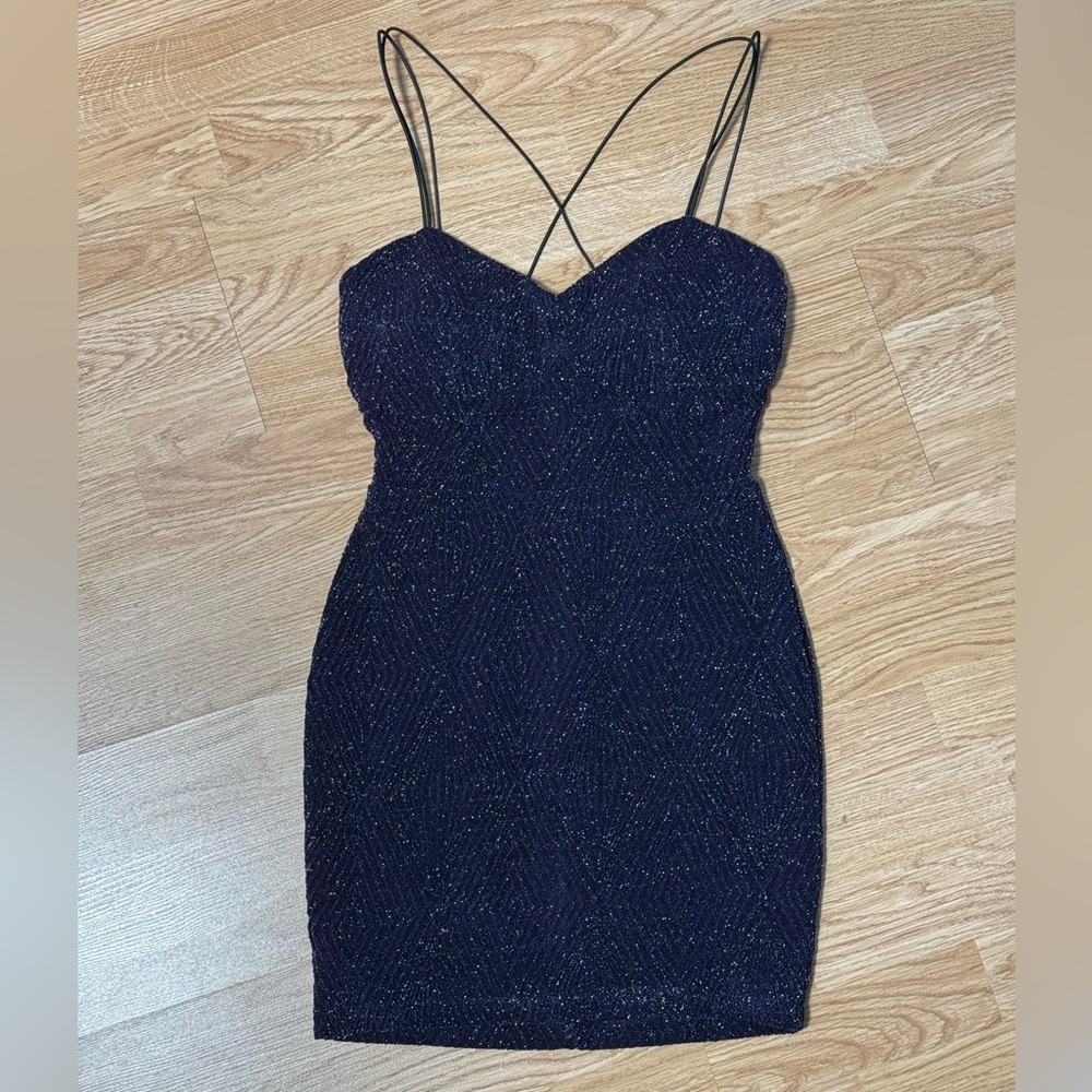 XS midnight blue sparkly mini dress